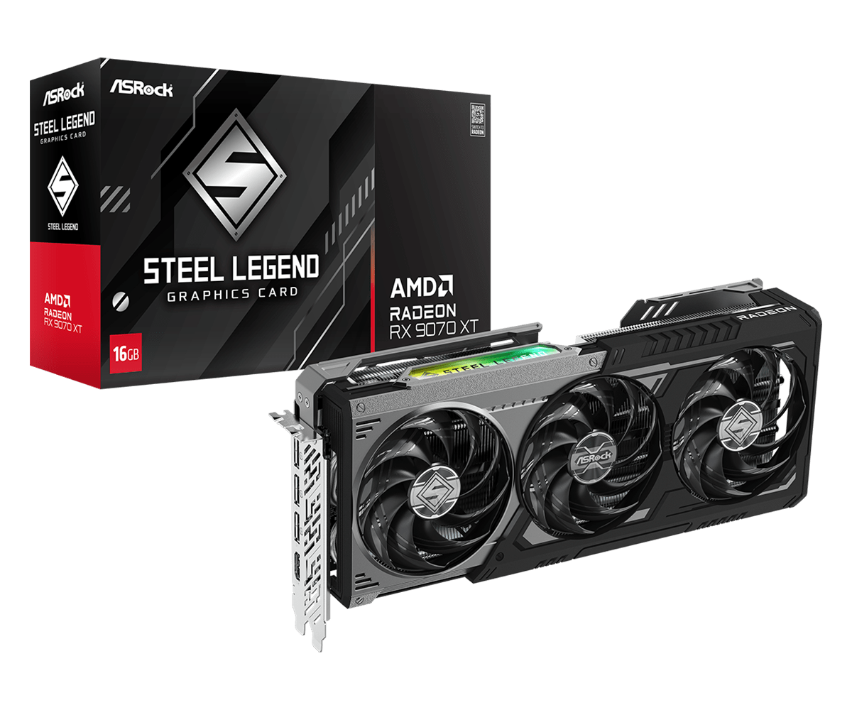 ASRock AMD Radeon RX 9070 XT Steel Legend Dark 16GB GDDR6 Graphics
